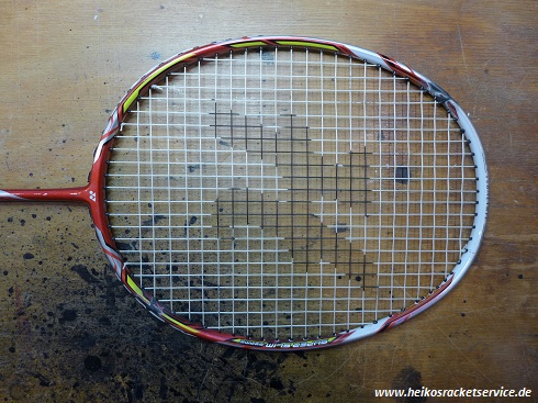 Badmintonracket doppelter Rahmenbruch nachher